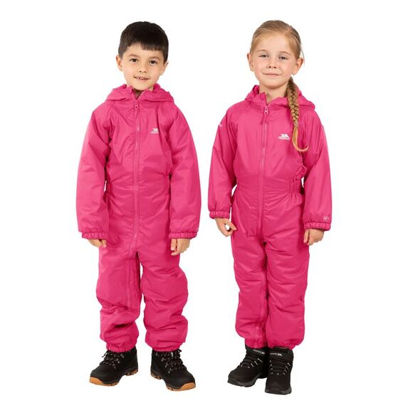 Trespass Little Kids Unisex Dripdrop Padded Waterproof Rain Suit / Gerbera - Picture 3 of 5